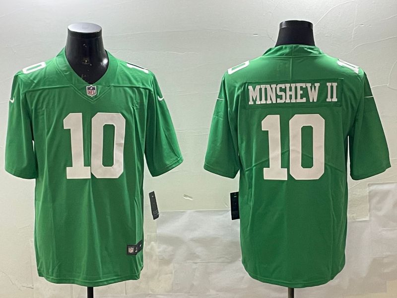 Men Philadelphia Eagles #10 Minshew ii Green Throwback 2025 Nike Vapor Limited NFL Jersey style 1